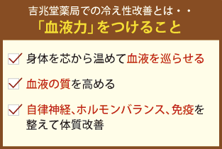 冷え性改善は、血液力の改善
